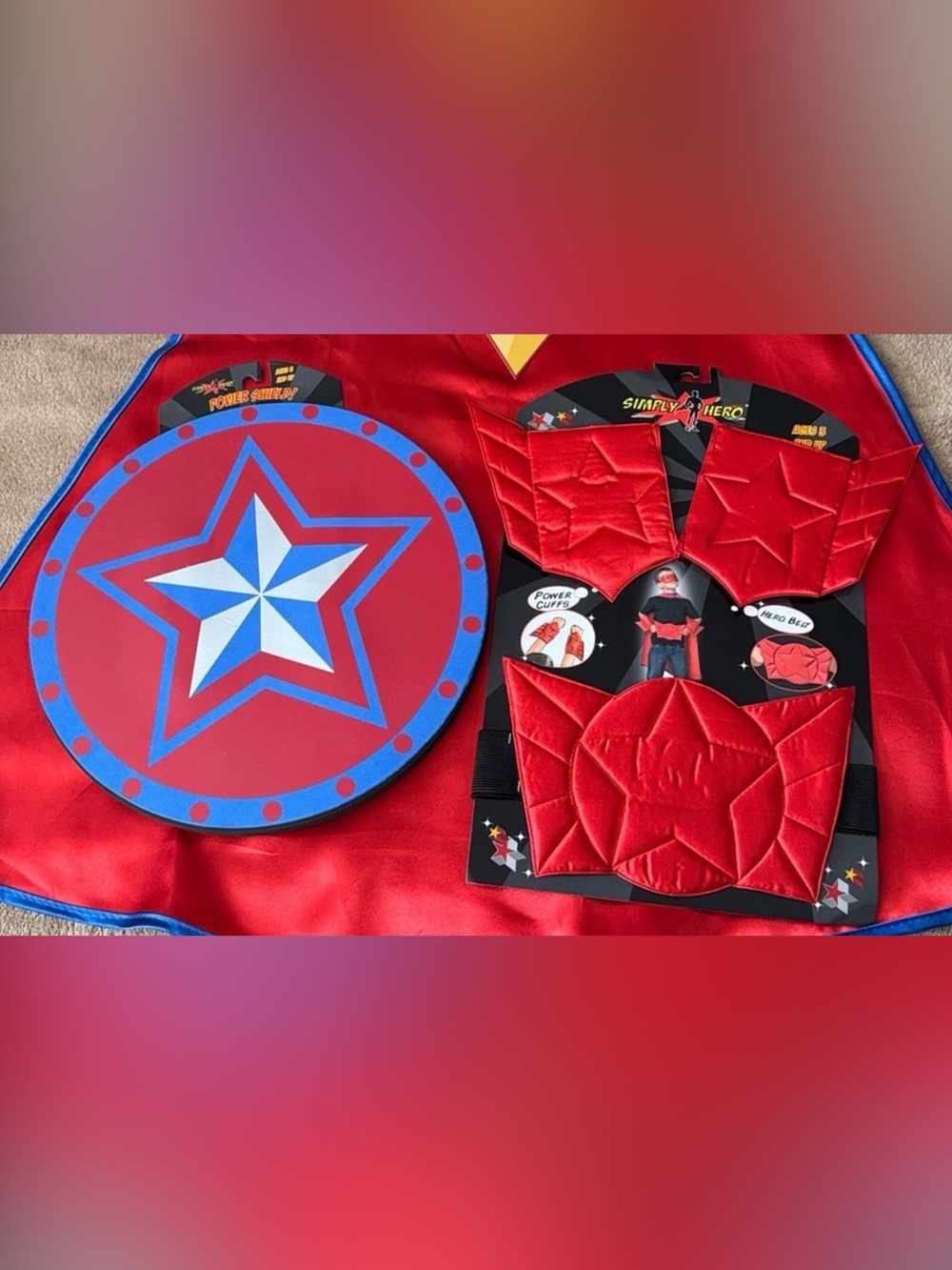 4 PC - Little Adventures Superhero Wrist Cuffs, Belt and Foam Shield Toy Set